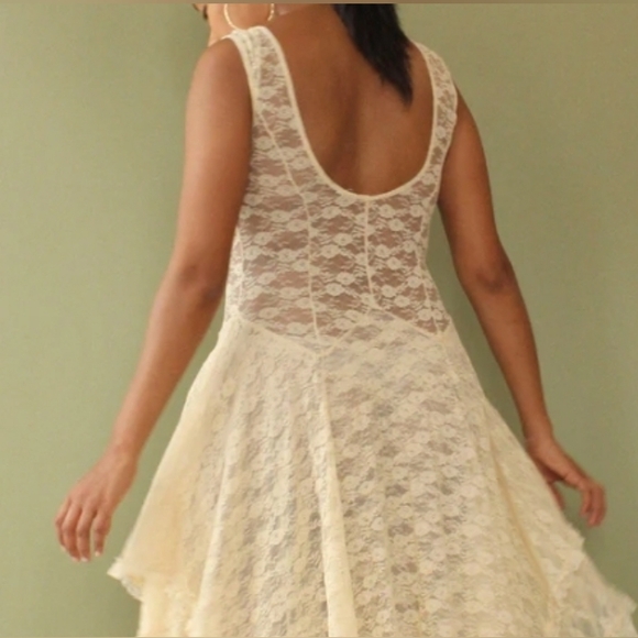 Free People Boho Asymmetrical Layered Lace Midi Dress - Picture 2 of 2